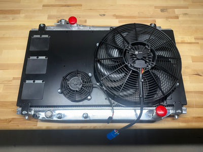Toyota Supra MK4 Koyo radiator with Powerhouse Racing brushless fans and shroud