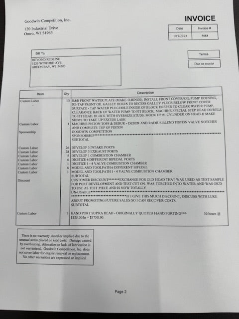Bullet Billet 2jz wetblock 3.4L Stroker