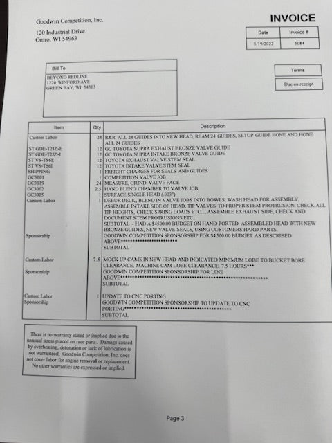 Bullet Billet 2jz wetblock 3.4L Stroker