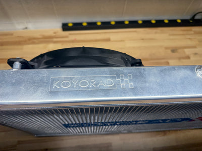 Toyota Supra MK4 Koyo radiator with Powerhouse Racing brushless fans and shroud